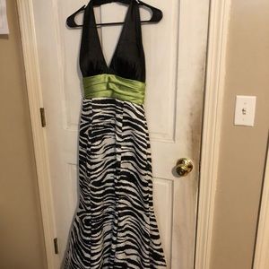 Betsy and Adam Size 4 Zebra Print Prom Dress